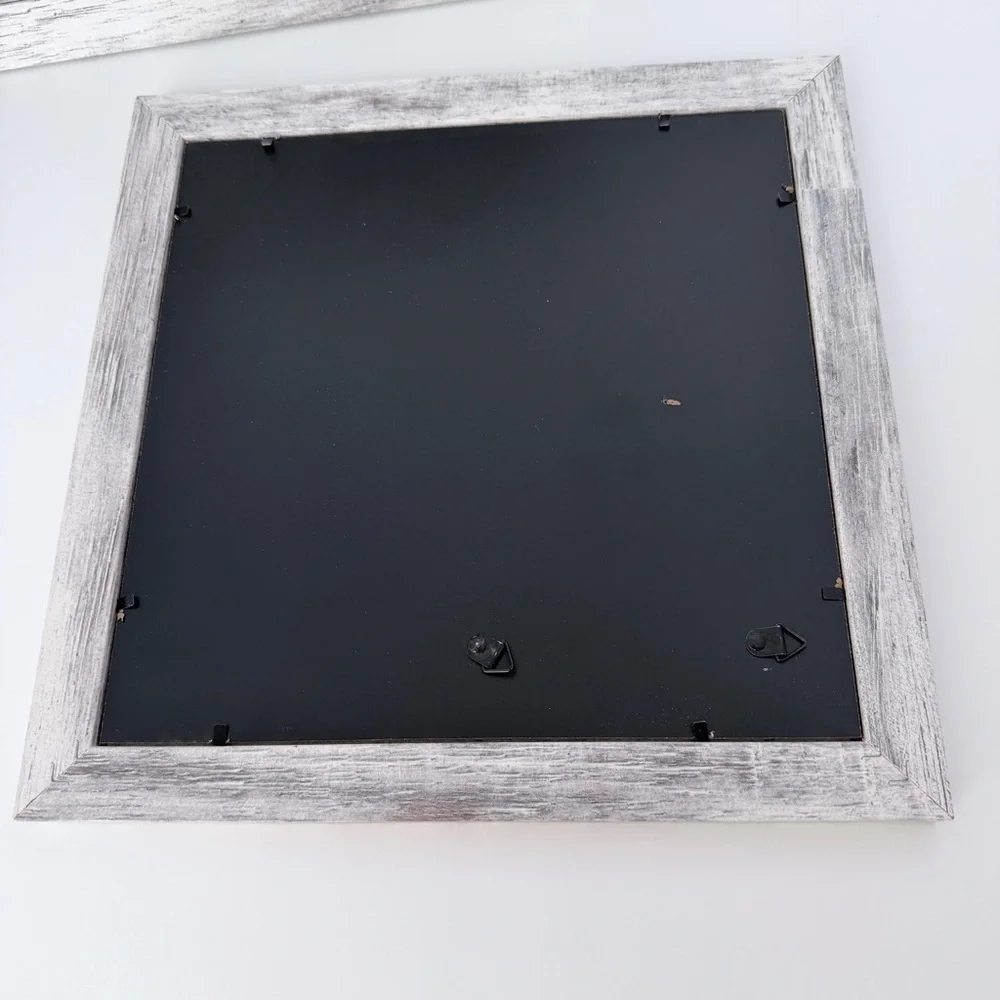 2 PCS Square Wall Mirror Gorgeous Rustic 12x12 in Barn Wood Carved Floral design